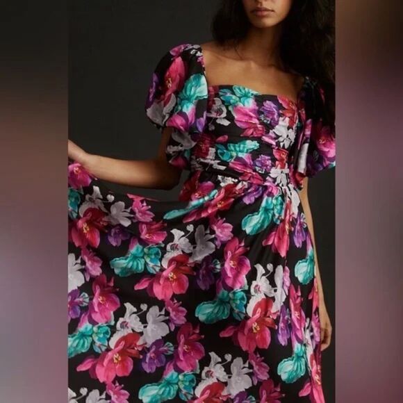 Delfi Puff-Sleeve Floral Printed Maxi Dress - Picture 4 of 7